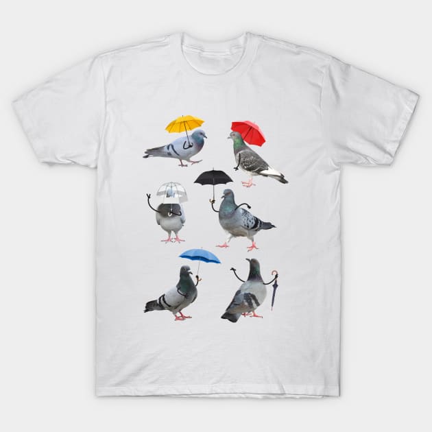 Pigeons with Umbrellas T-Shirt by rycotokyo81